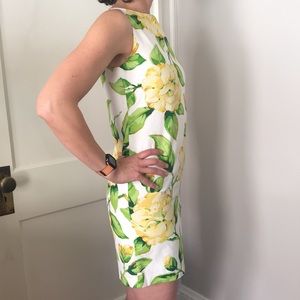 Milly Vintage Yellow Green Floral Sheath Dress Summer Sleeveless size 2